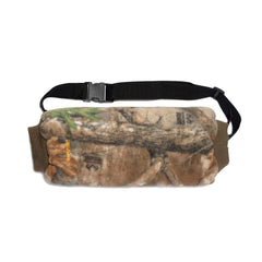 HOT SHOT Razorback camo hand muff, front view, for concealed warmth during hunts.