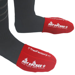 Hot Sockee toe warmers inside shoes provide cozy warmth for cold days.