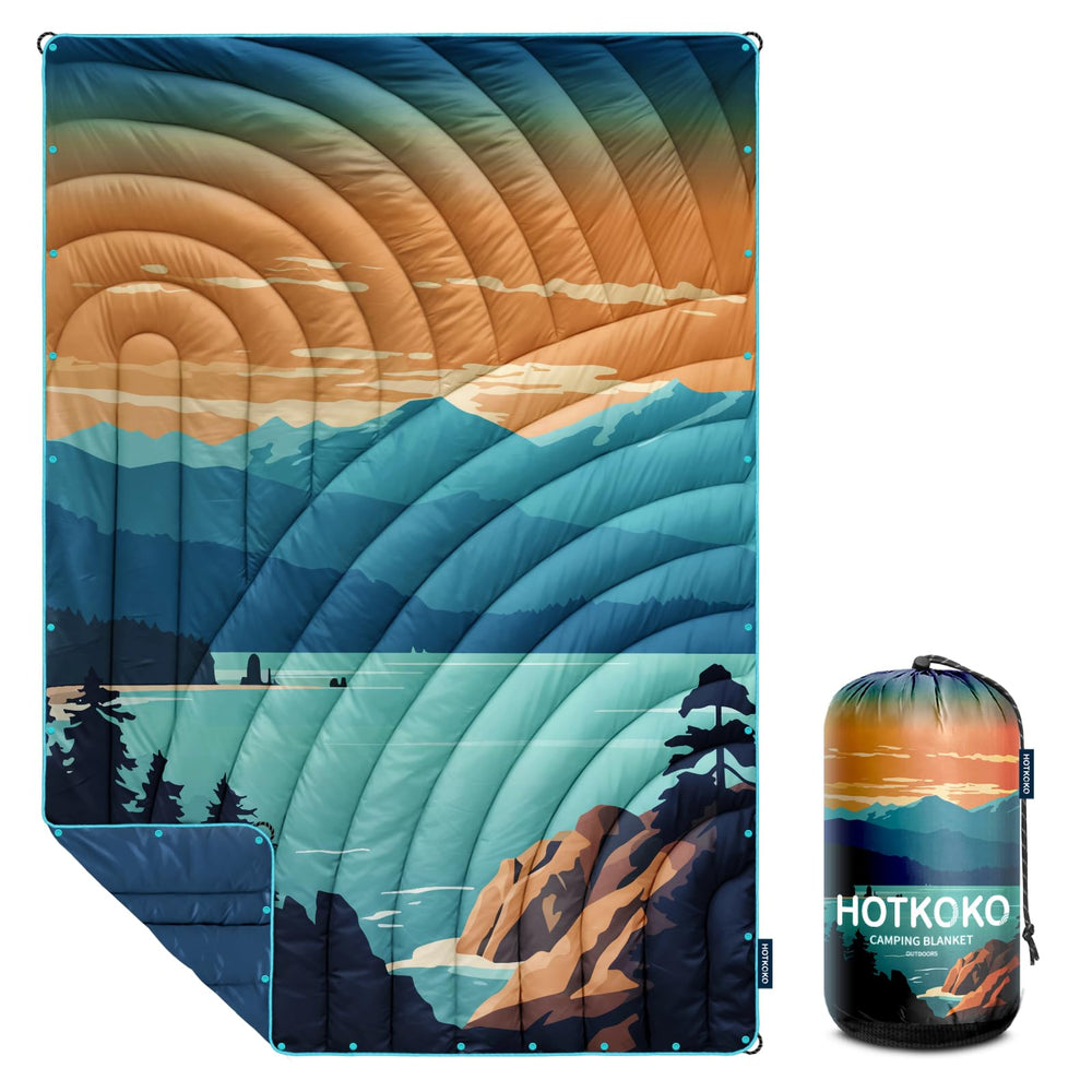 hotkoko camping blanket folded compactly for travel and storage