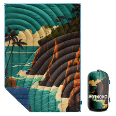 Hotkoko camping blanket packed in its compact bag for ultra-portable outdoor comfort.