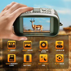 HOTPEAK NV02 10x digital zoom with IR brightness control for distant targets.