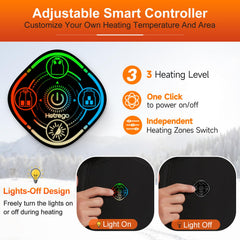 Hotrego heated vest smart controller close-up highlights customizable warmth zones
