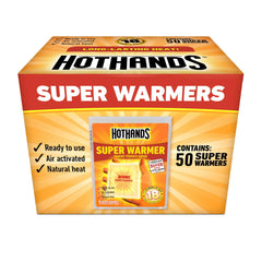 HotHands bulk 50-pack box warmers for outdoor warmth and long-lasting comfort