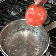HotSnapZ reusable heat pack recharged by boiling for continued use.