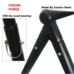 HSW Black Steel Hoist Rack assembly view highlights quick tool-free setup for one-person use.