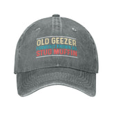 Huesdeaw Old Geezer hat front graphic for casual everyday wear