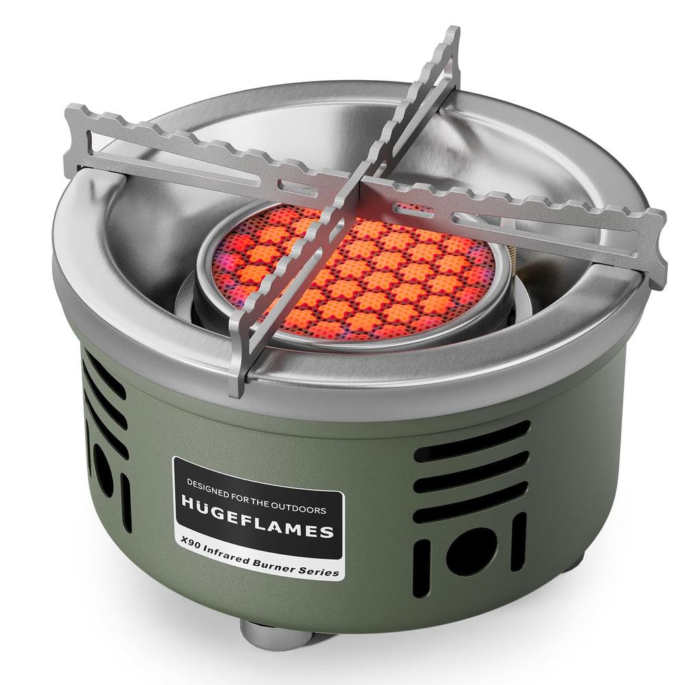 HUGEFLAMES infrared stove compact design for easy packing on hikes and camps