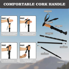 HUINING hiking poles with breathable straps support secure grip on uneven terrain.