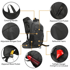 Front pocket of HUIOP hydration backpack for quick access to essentials.