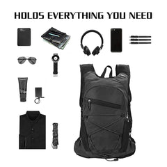 Side mesh pockets of HUIOP hydration backpack for water bottle storage.