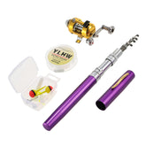 HUIOP mini telescopic rod with purple 39in length and compact reel