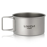 HUIOP titanium bowl with folding handles offers a secure grip for outdoor meals.