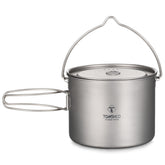 HUIOP titanium camping pot 750ml with ultralight design for backpackers.