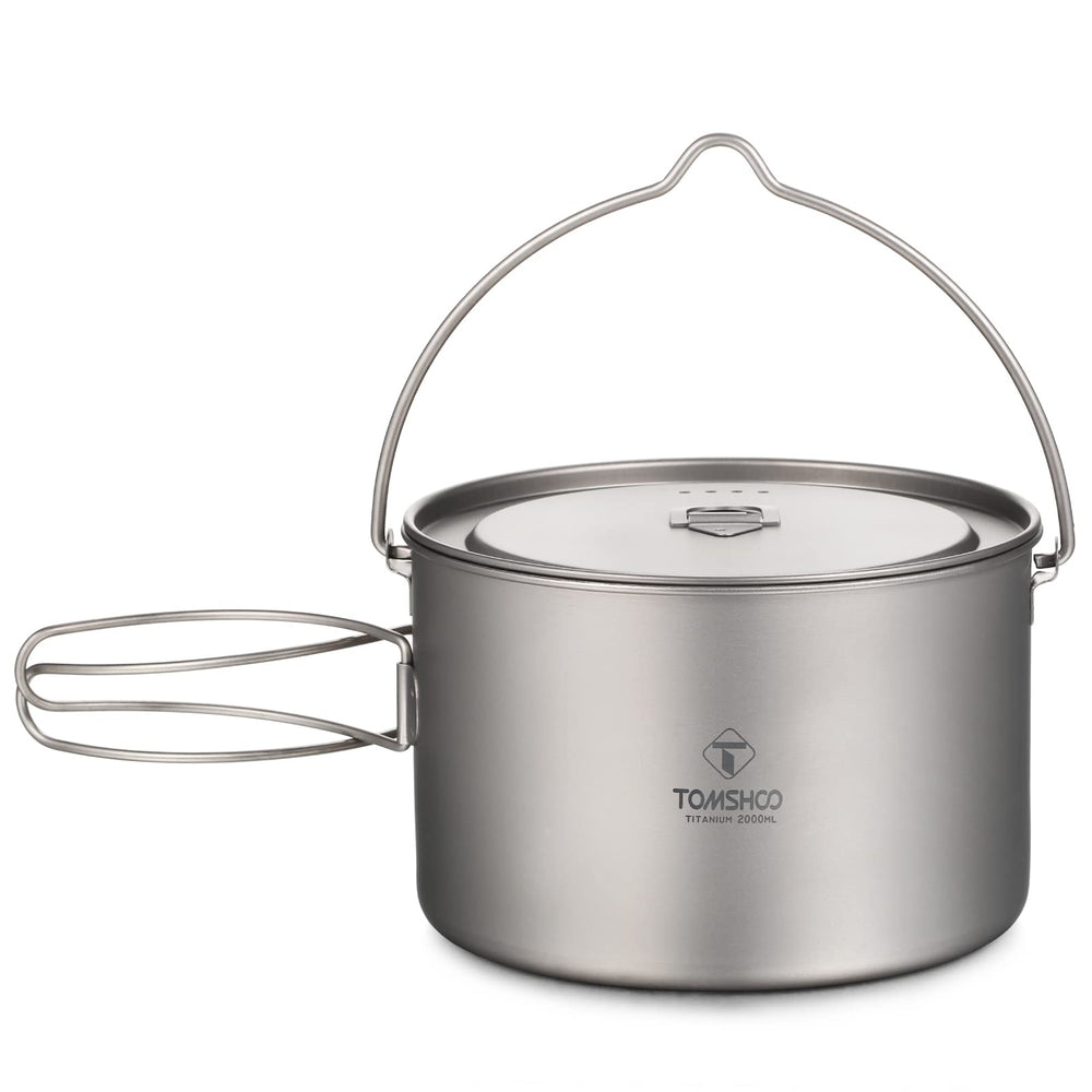 HUIOP titanium pot 750ml with lid, ultralight camping cookware for hiking.
