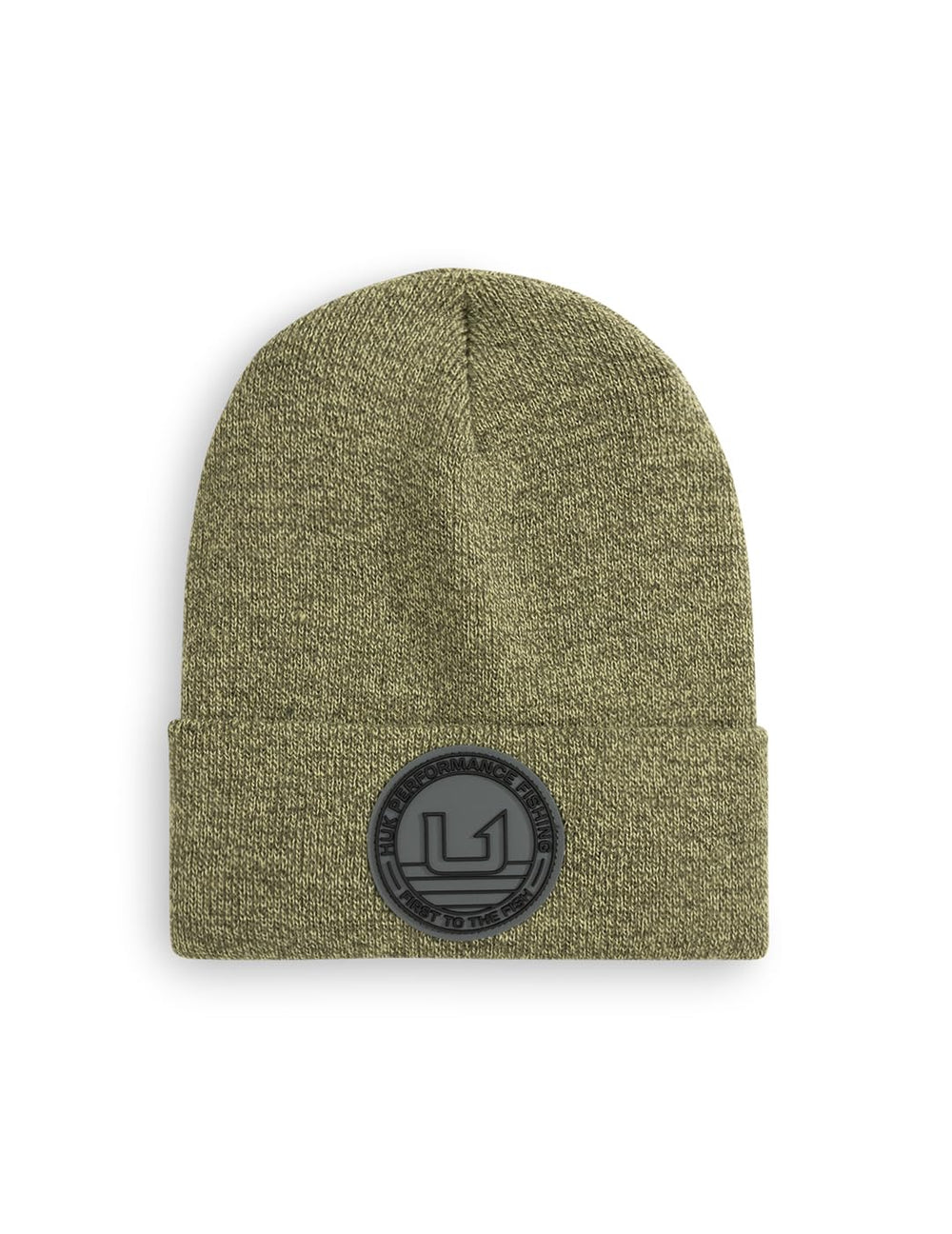 HUK embossed beanie closeup shows soft-knit texture for cold days