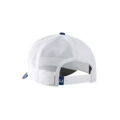 HUK mens trucker hat under visor detail shows dark gray anti-glare shield for glare reduction