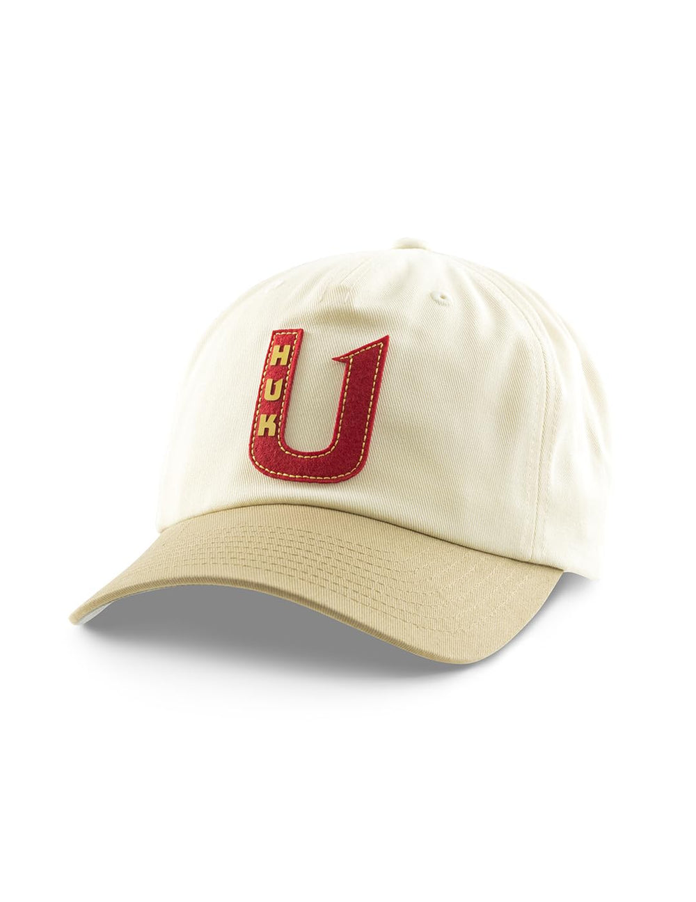 HUK Mens Varsity 5-Panel Hat front view, sun protection for outdoor fishing.