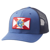 Huk mesh trucker snapback hat front view anti glare for sunny fishing