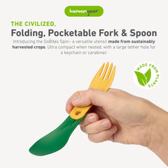 GoBites Bio Spin extended spork, ready for camping and outdoor dining.