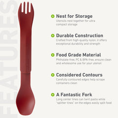 humangear GoBites Duo red color—easy-to-spot utensil for kitchen or pack.