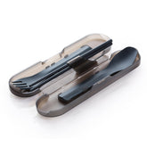 Humangear GoBites Quattro assembled in case for compact travel dining.