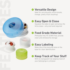 Humangear GoTubb green lid top view, easy-one-hand access for quick snacks.