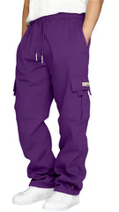 HUNGSON cargo sweatpants front view highlights relaxed fit for daily comfort