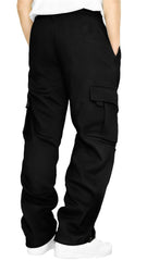 HUNGSON cargo sweatpants side pocket display highlighting six roomy pockets for storage.