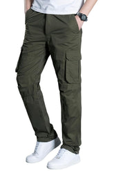 HUNGSON men's casual hiking pants front view detailing breathable cotton for outdoor comfort