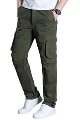 HUNGSON men's casual hiking pants front view detailing breathable cotton for outdoor comfort