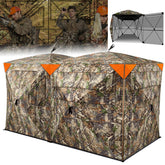 Hunt Quiet hunting blind 360-degree view enables discreet field observation.