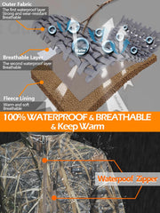 Hunt Quiet heated jacket waterproof zippers close-up showing weather protection.