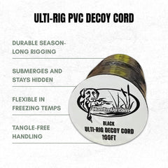 HuntEmUp Ulti-Rig goose decoy cord enables quick, tangle-free rigging in open water.