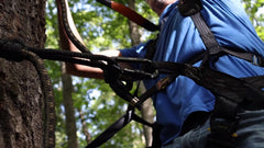 Hunter Safety System lineman rope shown with Recon carabiners ready for use.