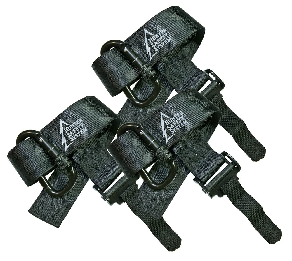 Hunter Safety System quick-connect treestrap mounted to a tree for silent, secure setup.