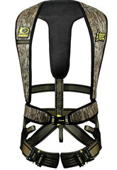 Hunter Safety System Ultra-Lite harness Mossy Oak Bottomland front view highlighting lightweight comfort.