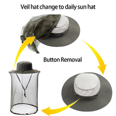 Side view showing veil and netting