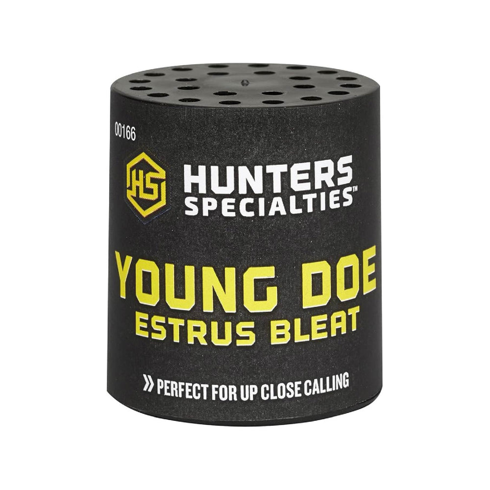Hunters Specialties large doe estrus bleat in open field for long-range attraction.