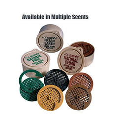 Hunters Specialties pine cover wafers shown hanging on gear for discreet scent masking in the field.