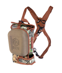Hunters Specialties turkey chest pack in Mossy Oak Obsession camouflage viewed in field use