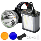 Hunting Friends 30W headlamp front view demonstrates a bright beam for night hiking