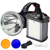 Hunting Friends 40W headlamp front view with bright beam for dark trails