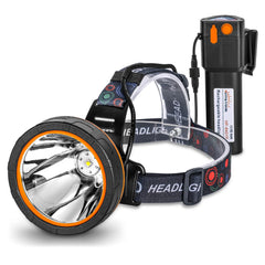 Hunting Friends headlamp front view with adjustable strap and compact housing.