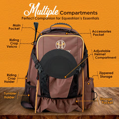 Huntley Equestrian Deluxe Backpack interior large padded compartment protects valuables.
