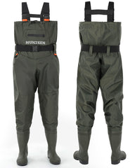 HUNTSEN lightweight 2-ply PVC waders balance protection with easy packing.