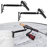 Huntury adjustable bucket rod holder for ice fishing providing stable setup on cold ice