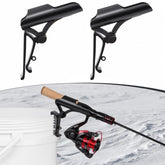 Huntury bucket rod holder with clip-on design secures rods on ice.