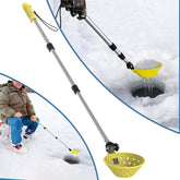 Huntury retractable ice fishing scoop skimmer with adjustable 1.1–2.4 ft handle