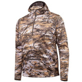 Huntworth Shelton hooded pullover front view in Disruption camo for stealth outdoors