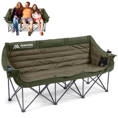 Huskfirm 3-person chair folded in green for easy transport